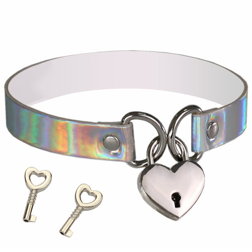 Holographic Collar Heart Choker Necklace