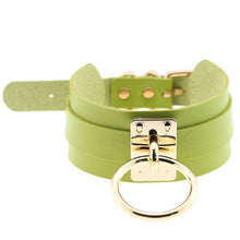 Load image into Gallery viewer, Leather Choker Necklace - Gold