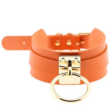 Load image into Gallery viewer, Leather Choker Necklace - Gold