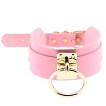 Load image into Gallery viewer, Leather Choker Necklace - Gold