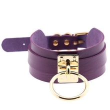 Load image into Gallery viewer, Leather Choker Necklace - Gold