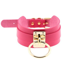 Load image into Gallery viewer, Leather Choker Necklace - Gold