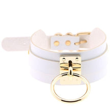 Load image into Gallery viewer, Leather Choker Necklace - Gold