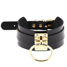 Load image into Gallery viewer, Leather Choker Necklace - Gold