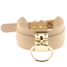 Load image into Gallery viewer, Leather Choker Necklace - Gold