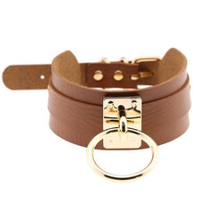 Load image into Gallery viewer, Leather Choker Necklace - Gold