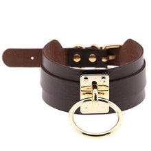 Load image into Gallery viewer, Leather Choker Necklace - Gold