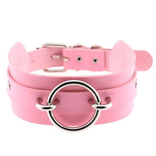 Load image into Gallery viewer, Black Leather Choker Necklace - Silver