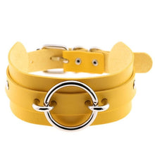 Load image into Gallery viewer, Black Leather Choker Necklace - Silver