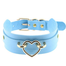 Load image into Gallery viewer, Leather Choker Heart Necklace - Gold