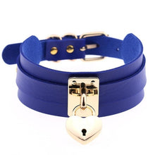 Load image into Gallery viewer, Leather Heart Choker Necklace - Gold