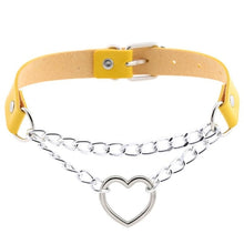 Load image into Gallery viewer, Leather Metal Heart Choker Necklace