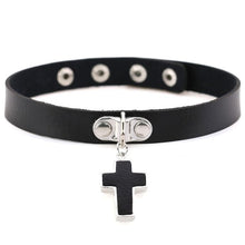 Load image into Gallery viewer, Black Leather + Choker Necklace
