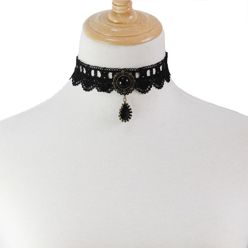 Black & Gold Lace Necklace